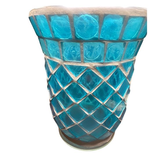 Accents Vtg Mosaic Aqua Blue Glass Vase Poshmark